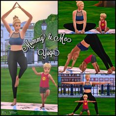 the woman is doing yoga poses in different positions