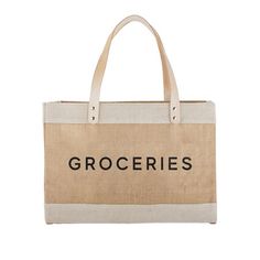 Large Natural Market Tote - Groceries - LOCAL FIXTURE Throw Over, Market Tote, Creative Branding, Long Handles, Inside Pocket, The Go, Genuine Leather, Handles, Tote Bag