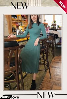 Elegant Plain Color Long Pleated Knitting Dress Knitting Dress, Sweater Dresses, Plain Color, Dress Size Chart, Knit Dress, Sweater Dress, Sweaters For Women, Womens Tops, Knitting