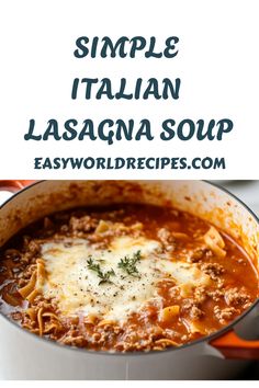 Indulge in the delicious fusion of classic lasagna flavors in a soothing soup form with Lasagna Soup. This easy one-pot meal recipe captures the essence of traditional lasagna in a comforting and flavorful way. Give your taste buds a treat with this simple and satisfying dish. Italian Sausage Lasagna, Italian Lasagna, Hamburger Dishes, Sausage Lasagna, Comforting Soup, Italian Dinner Recipes, Classic Lasagna