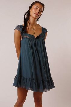 Olivia Dress Free People Babydoll Dress, Velvet Dress Free People, Free People Eyelet Dress, Bohemian A-line Mini Dress With Ruffles, Urban Outfitters Bohemian V-neck Mini Dress, Wardrobe Planning, Boho Clothing, Flutter Sleeve, Boho Outfits