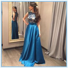 evening dress#prom dress#evening dress long#lace prom dress#A-line evening dress Dark Blue Prom Dresses, Blue Prom Gown, Gaun Koktail, High Neck Prom Dress, Sweep Train Prom Dress, Navy Prom Dresses, Evening Dress Long, Princess Prom Dresses, Prom Dresses Long Lace