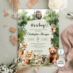 it's a boy baby shower with woodland animals