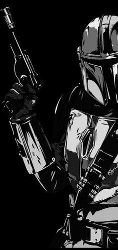 Star Wars Black And White Art, Star Wars Wallpaper Mandalorian, Star Wars Galaxy Wallpaper, Wallpaper Backgrounds Star Wars, Mandolarian Art, Star Wars Fan Art Wallpaper, Star Wars Mandalorian Wallpaper, Star Wars Mandalorian Art