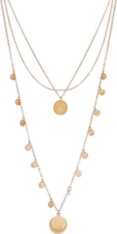 Panacea Layered Circle Pendant Necklace | Nordstrom Gold Layered Dangle Necklace With Adjustable Chain, Gold Layered Necklace With Adjustable Chain And Dangle, Gold Metal Dangle Necklaces, Gold Metal Necklace With Pendant, Elegant Necklace With Dangling Charms And Round Pendant, Elegant Necklaces With Dangling Round Pendant Charms, Gold Dangle Necklace, Gold-plated Necklace With Dangling Charms, Elegant Metal Necklaces With Dangling Charms