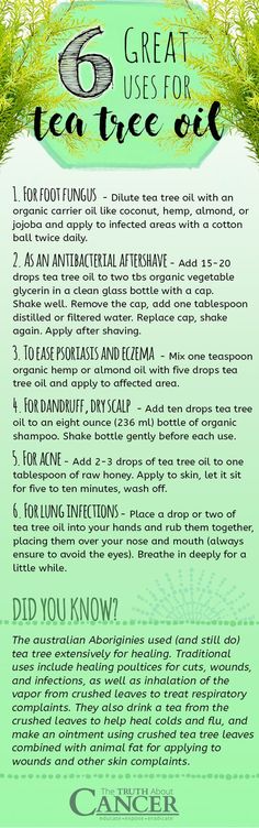 Do you have Tea tree oil in your medicinal cabinet? If not, you should.  Tea Tree oil is one of the most widely used and popular essential oils in the world because of it’s many natural healing properties it provides.  Click  on the image above to discover the top 10 healing benefits of this powerful oil and six popular uses.  PS: If you like what you see, please repin it for later and to share it with your friends and family. Best Tea Tree Oil, Scalp Acne, Tea Tree Oil Uses, Tea Tree Essential Oil, Dry Scalp