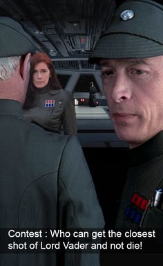 a man in uniform talking to another man on the other side of him, who is wearing a star trek uniform