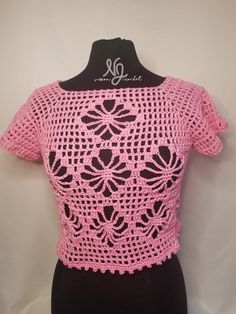 Handmade Crochet Flower Mesh Top  Size: M/L Crochet Flower Mesh, Flower Mesh Top, Crochet Flower Lace, Womens Blouses, Flower Lace, Crochet Flower, Crochet Flowers, Handmade Crochet, Womens Clothing Tops