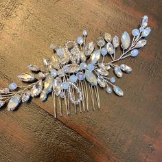 Light Blue Crystal Jewelry For Formal Occasions, Formal Blue Crystal Jewelry, Nature-inspired Blue Jewelry For Weddings, Elegant Blue Hair Accessories For Party, Blue Fairy-style Jewelry For Party, Beaded Hair Combs, Prom Accessories, Pretty Crafts, Fairy Jewelry