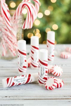 Peppermint Lip Balm Recipe Peppermint Lip Balm Recipe, Red Candies, Peppermint Lip Balm, Lip Balm Labels