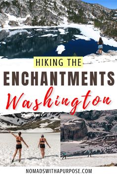 hiking the enchantments of washington with text overlay reading hiking the enchantments of washington