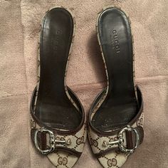 Great Condition Gucci Slides. 36 1/2. Comfy. Low Heels Gucci Rhinestone Heels, Gucci Designer Heels With Buckle Closure, Gucci Designer Slip-on Heels, Thrifting Manifestation, Heels Gucci, Gucci Slides, Gucci Heels, Anna Dello Russo, Shoes Gucci