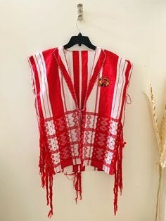 Native American Smock Vest Red White Fringe Embroidered Symbol. Condition is "Pre-owned". Shipped with USPS Priority Mail. Shoulder to Hem measures- 29.5 inches Armpit to Armpit- 23 inches across May be a costume piece? Can’t find brand or any info! Ribbon Shirts Native American, Ribbon Shirts, White Fringe, Priority Mail, Smocking, Nativity, Native American, Red White, Kimono Top