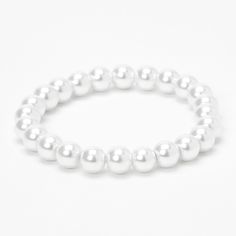 Claire's Classic Pearl Stretch Bracelet - White White Pearl Stretch Bracelet For Party, Elegant White Beaded Stretch Bracelet, Elegant Pearl Stretch Bracelet For Party, Elegant Stretch Bracelet For Party, Elegant Pearl White Stretch Bracelet, Elegant Beaded Pearl Stretch Bracelet, Elegant Pearl Beaded Stretch Bracelet, Elegant Pearl White Stretch Pearl Bracelet, Elegant Pearl White Pearl Stretch Bracelet