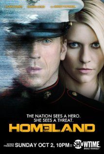 a man and woman in uniform with the words homeland on it's side