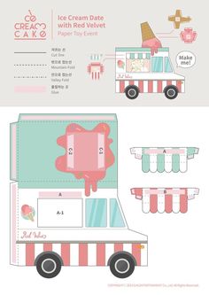 an ice cream truck is shown with instructions to make it