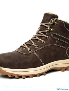 OrcaJump - Mens Plus Size Hiking Boots Sporty Outdoor PU Booties / Ankle Boots Dark Brown Red Brown Color Block for Fall Winter Brown Lace-up Work Boots For Winter, Brown Martin Boots For Winter Outdoor Activities, Winter Hiking Lace-up Boots With Round Toe, Rugged Ankle-high Martin Boots For Winter, Winter Hiking Boots With Reinforced Toe And High Ankle, Brown Low-top Waterproof Winter Boots, Casual Low-top Winter Work Boots, Winter Hiking Ankle Boots With Reinforced Toe, Winter Ankle Hiking Boots With Reinforced Toe