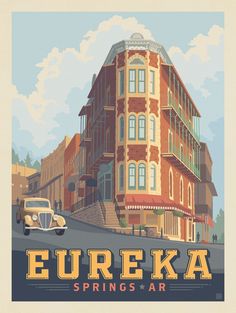 an image of a building with the words eureka springs air on it