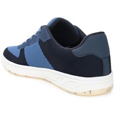 The Topher is a multi-seasonal sneaker that you can pair with everything from jeans to chinos to shorts. Color-contrasting details and a lace-up fastening distinguish this knit fabric design by Vance Co. The fit is perfected with a cushioned collar and our signature 6 mm Tru Comfort Foam� footbed. Sporty Navy Cotton Sneakers, Navy Low-top Textile Sneakers, Blue Cotton Sneakers With Laces, Casual Navy Sneakers With Rubber Sole, Casual Navy Sneakers With Branded Insole, Navy Textile Sneakers With Rubber Sole, Casual Breathable Textile Sneakers, Casual Navy Sneakers For Light Sports, Navy Casual Sneakers For Light Sports