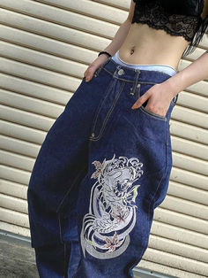 Description Material Polyester Fabric Name Denim Style Casual Pattern type Printing & Dyeing Length Long Season All Time Size S.M.L Fitting Slim Fit Pants Type Trousers Size & Fit Size/CM Waist Length Hip S 68 104 106 M 72 105 110 L 76 106 114 The size may have 2-3cm differs due to manual measurement. Please note when you measure. Free Return & Exchange FREE RETURNS on all US orders! The following conditions must be met: 1. Items must be returned within 45 days after the purchase date. 2. Items Dragon Pants, Flower Dragon, Y2k Flower, Low Waisted Pants, Denim Style Casual, Indie Clothes, Retro Streetwear, Y2k Aesthetic Outfits