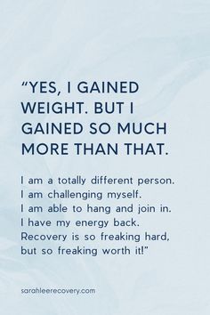 Eating disorder recovery is daunting. But through tough times, so much can be gained back. One recoverer spoke about the freedom, energy, and spirit she regained using the help of affirmations that inspired and motivated her. Read more of her and others favorite inspirational quotes for eating disorder recovery in our new blog. Body Image Issue, Writing Therapy, Recovery Quotes, Life Quotes To Live By, Tough Times, Body Image, Quotes To Live By