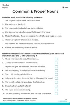 a printable worksheet with the words common and proper