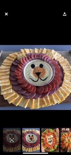 the lion cake is decorated with colorful icing and has an animal's face on it