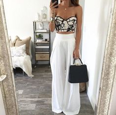 FASHION WHITE HIGH WAIST LONG PANTS – Dress ps Casual White Party Pants, Casual White Pants For Party, Casual White Wide Leg Pants For Party, White Wide Leg Pants For Summer Night Out, White Wide Leg Trousers For Night Out, White Wide-leg Pants For Night Out, Bridget Bardot, Maxi Skirts