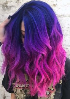 super fashion hair color in purple and deep pink Magenta And Purple Hair Color Combos, Fantasy Hair Color 2023 Trends, Purple Into Pink Hair, Cool Hair Colors For Short Hair, Summer Vivid Hair Color, Danger Jones Hair Color, Purple And Pink Hair, Galaxy Hair Color, Blue And Purple Hair