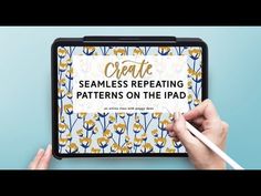 a person holding a tablet with the text craft seamless repeating patterns on the ipad