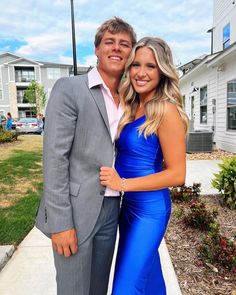 Royal Blue Prom Aesthetic, Dark Blue Hoco Couple, Royal Blue Prom Dress Couple, Blue Hoco Couple, Prom Couples Blue, Homecoming Blue Couple, Light Blue Homecoming Couple, Royal Blue Hoco Couple, Royal Blue Prom Couple