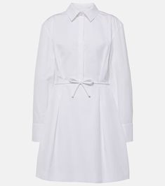 Cotton poplin shirt dress in white - Valentino | Mytheresa White Cotton Shirt Dress With Placket, Chic Cotton Shirt Dress For Daywear, White Cotton Dresses With Placket, Classic Long Sleeve Cotton Shirt Dress, Classic Shirt Dress With Hidden Button Closure For Daywear, White Spread Collar Shirt Dress For Office, Chic Poplin Workwear Dresses, Cotton Shirt Dress With Spread Collar For Work, Chic Poplin Dress For Workwear