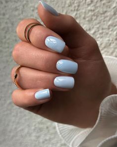 Summer Blue Nails, Blue Nails Ideas, Pastel Blue Nails, Sky Blue Nails, Blue Gel Nails, Colors Nails, Light Blue Nails, Polish Design, Polish Art