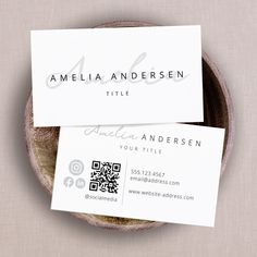 QR Code  Modern White Professional Script Business Card Sans Serif Fonts, Serif Font, Minimalist Logo, Qr Code, Modern Minimalist