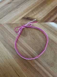 Handmade knotted anklet in a mixture of dark pink and light pink. Safe to wear at all times, even when swimming or showering. Friendship Bracelet | Macrame | Boho | Hippie | Chic | Braided Jewelry Pink Hand-strung Braided Bracelets As Gift, Beach Jewelry With Pink Adjustable Cord, Pink Beach Jewelry With Adjustable Cord, Beach Pink Jewelry With Adjustable Cord, Pink Hand Wrapped Braided Bracelets For Gift, Pink Hand Wrapped Braided Bracelet As Gift, Pink Hand Wrapped Braided Bracelet For Gift, Casual Pink Handmade Anklet, Pink Bohemian Beaded Bracelets With Adjustable Cord