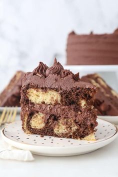 a piece of chocolate cake on a plate