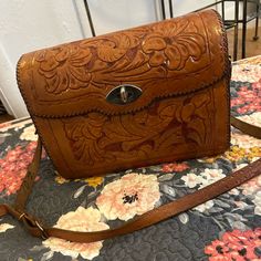 Stunning Vintage Western Style Handmade Leather Purse With Large Wallet, Small Wallet, & Key Holder. Bag Is 12” Wide And 8” Deep. These Items Are Absolutely Gorgeous And In Great Condition. Vintage Clutch Satchel As Gift, Classic Brown Hand-tooled Bag, Classic Brown Hand Tooled Bag, Classic Hand Tooled Brown Bag, Retro Hand-tooled Bag For Everyday Use, Retro Hand Tooled Bag For Everyday Use, Classic Hand Tooled Bag For Everyday Use, Classic Hand-tooled Bags For Everyday, Retro Hand-tooled Bags