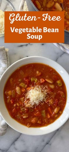 a white bowl filled with vegetable bean soup