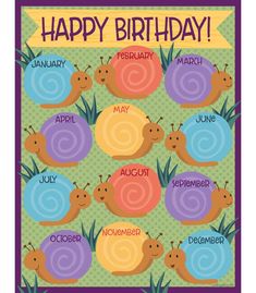 a birthday card with snails and the words happy birthday