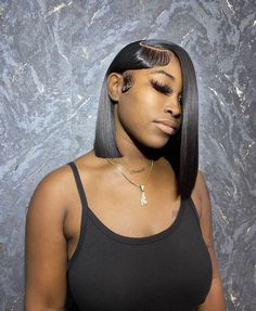 Deep Side Part Bob Wig, Bob With Swoop For Black Women, Bob Hairstyles Side Part, Sidepart Bob, Deep Side Part Bob, Bob Side Part, Carnival Hair, Carnival Hairstyles, Curly Braided Hairstyles