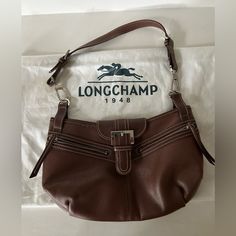 Excellent Condition Vintage Longchamp Brown Leather Bag With Dust Bag. Longchamp Leather Bag, Brown Longchamp, Vintage Brown Leather Bag, Dark Brown Leather Bag, Longchamp Leather, Longchamp Bag, Longchamp Handbags, Longchamp Bags, Bags Vintage