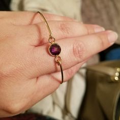 This Is A 14k Gold Filled Bangle With A Round Faceted Synthetic Diamond (Cz), Available In: Honey Topaz, Purple, Garnet, (Red Swarovski Heart & Red Swarovski Heart W/Ruby) & Moonstone. All Materials Made In The Usa & I Made It In California As Well. Size Is 7.5" ***I Guarantee All My Gold Filled Bracelets* Are Made In Usa And Will Last Longer Than 10 Yrs, Any Problem Just Contact Me, I Will Send My Info With Purchase*** Purple Garnet, Swarovski Heart, Synthetic Diamond, Garnet Red, Heart Red, Gold Orange, I Made It, Hand Made Jewelry, Orange Gold