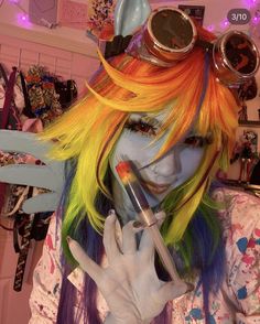 Celestia Cosplay Mlp, Rainbow Factory Rainbow Dash, Rainbow Dash Cosplay Makeup, Rainbow Factory Fanart, Pinkamena Cosplay, Rainbow Dash Makeup, Rainbow Dash Hair, Twilight Sparkle Cosplay, Mlp Costume