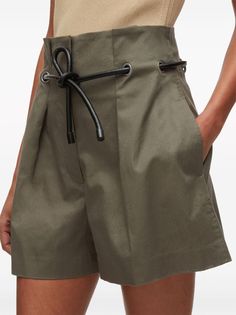 3.1 Phillip Lim Origami Belted Shorts - Farfetch Knit Swimwear, Perfect Pant, Leather Detail, Belted Shorts, Closet Designs, Mens Outerwear, Phillip Lim, Popular Style, Side Pocket