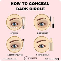 Makeup Routine Guide, Conceal Dark Circles, Skin Tone Makeup, Makeup Order, Learn Makeup, Beginners Eye Makeup, Simple Makeup Tips, Makeup Face Charts