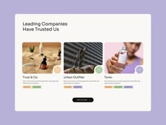 the landing page for leading companies has been designed to look like it is being used by people