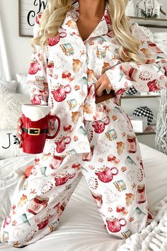 Get into the festive spirit with our Christmas Pattern Long Sleeve Shirt and Pants Pajama Set, the perfect sleepwear for cozy nights and holiday cheer. This set is designed to bring comfort and a touch of seasonal magic to your bedtime routine.... American Eagle Pajamas, Casual Christmas Sleepwear For Home, Casual Christmas Sleepwear, Holiday Long Sleeve Sleepwear For Pajama Party, Cozy Long Sleeve Christmas Sleepwear, Casual Christmas Sleepwear For Pajama Party, Christmas Long Sleeve Loungewear Sleepwear, Christmas Long Sleeve Sleepwear Loungewear, Holiday Cotton Loungewear Sleepwear