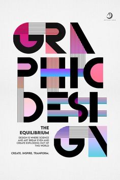 an advertisement for the exhibition grid design, featuring colorful lines and letters on white paper