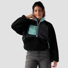 Stoic MTN 1/2-Zip High Pile Fleece Pullover - Women's - Clothing Black Half-zip Fleece Jacket, Black Half-zip Fleece Jacket For Fall, Cozy Fit Fleece Half-zip Outerwear, Winter Half-zip Fleece Jacket, Eggshell Blue, The Stoics, Sherpa Pullover, Ski Snowboard, Womens Fleece