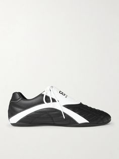 Balenciaga's streamlined 'Zen' sneakers are modelled after classic sports shoes, like those used in football and martial arts. Detailed with topstitching, they have lightweight faux leather uppers, elasticated tongues and cushioned foam insoles for support. Wear them with: Balenciaga Sweatpants, Balenciaga Shirt, Balenciaga Bag, Balenciaga Necklace. Balenciaga Sweatpants, Balenciaga Necklace, Zen Logo, Balenciaga Shirt, Balenciaga Shoes, Balenciaga Bag, Sneakers For Men, Mr Porter, Sports Shoes